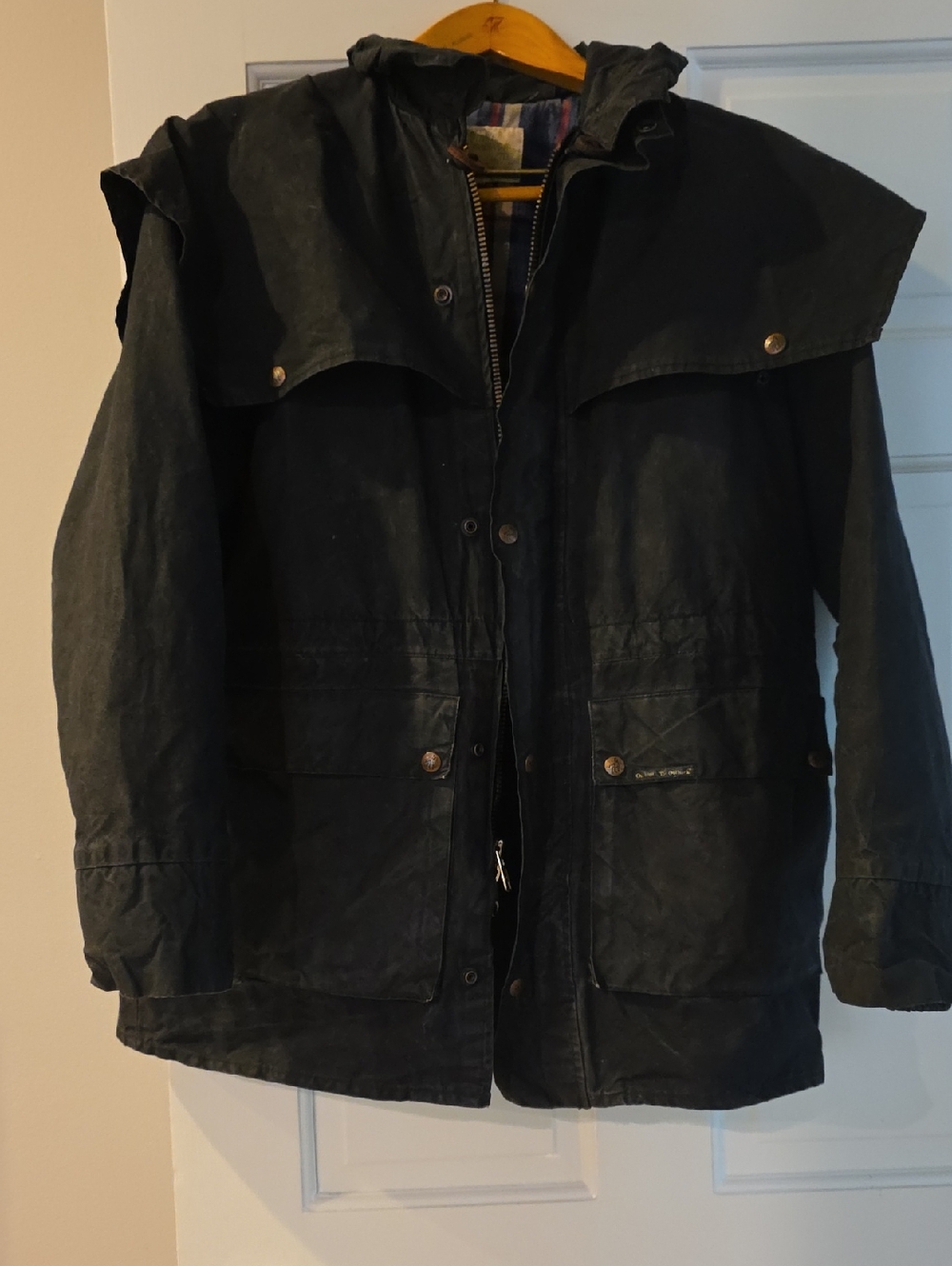 Men's Hooded Waxed Field Jacket - Black